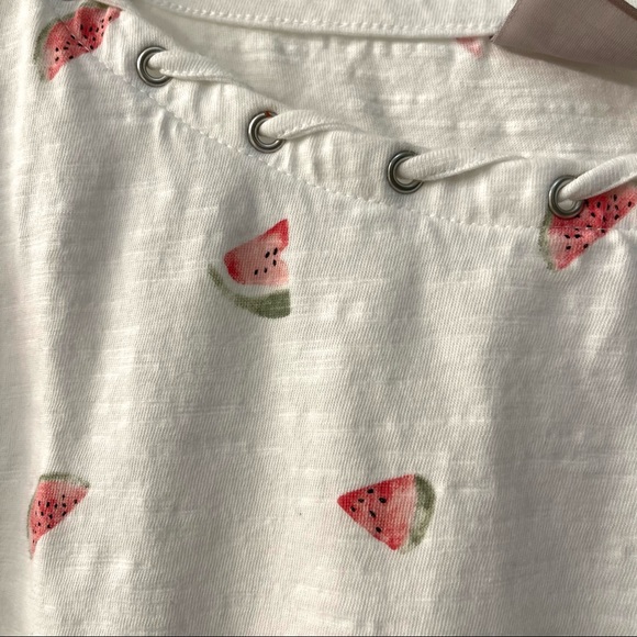 Chicos White 100%Cotten T Shirt with Neck detailing and Watermelon Print - Picture 4 of 7